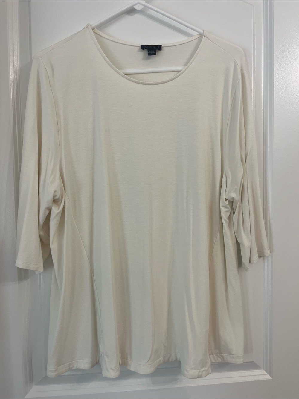 J. Jill Wearever Collection Womens Tunic Top Cream Boatneck 3/4 Sleeves Sz XL